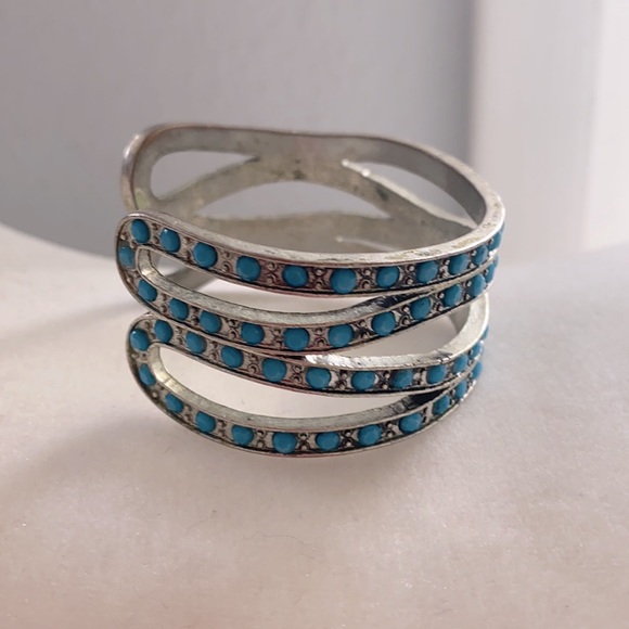 Boho, Gypsy Turquoise Cuff Bracelet - Picture 3 of 4